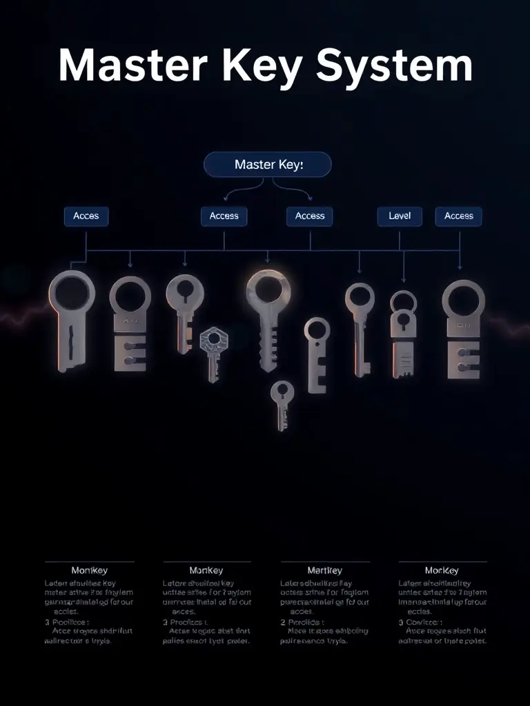 A master key system chart, illustrating how different keys can access various levels of a building's security.