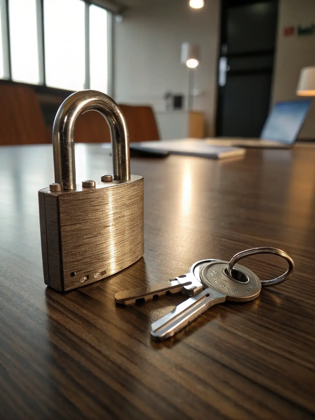 A close-up of a high-security lock installed on a commercial door, showcasing its robust design and keyway.